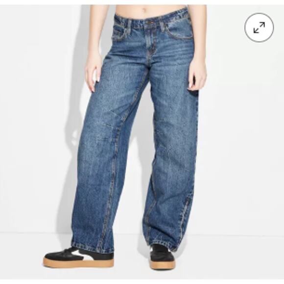 Wild Fable Women's Low-Rise Barrel Jeans Dark Wash sz 17/32" inseam NWT - Picture 1 of 13